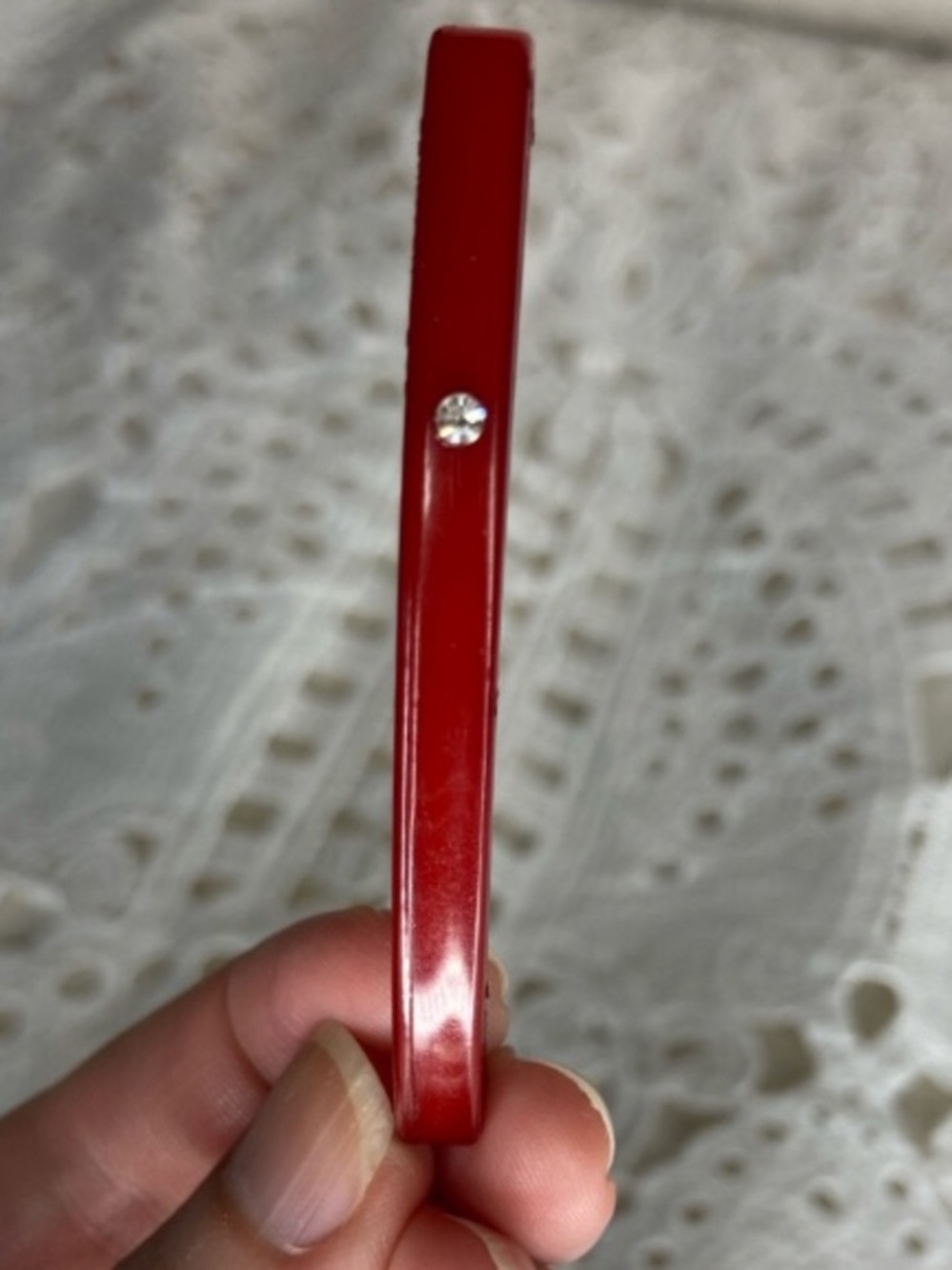 Vintage Buch & Deichmann rhinestone wine colored barrette.